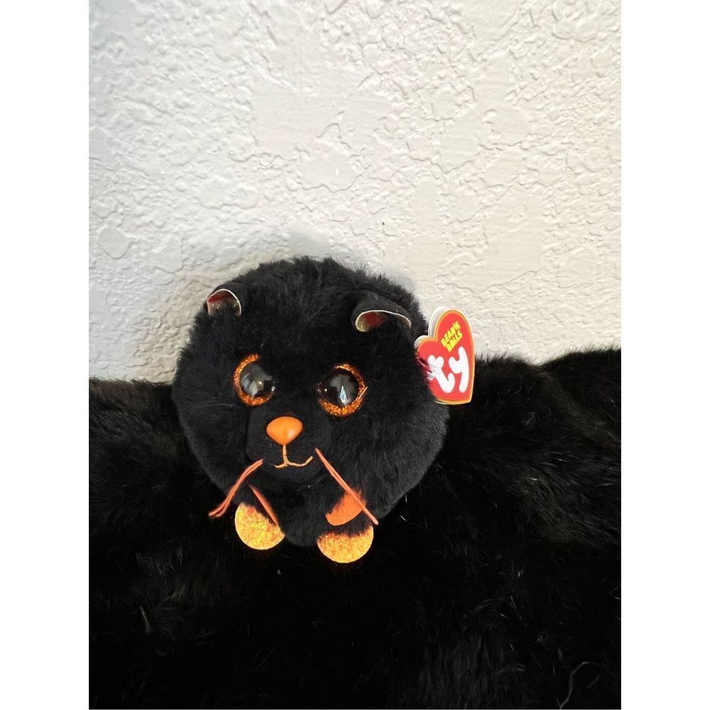 New! Ty Beanie Balls Halloween MYSTIC THE BLACK CAT  3" nwt's